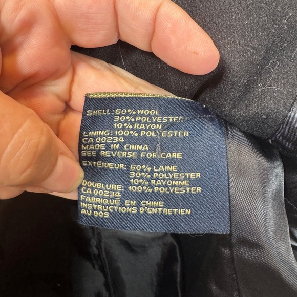 London Fog Pea Coat Womens Size XL Black Hooded Wool Blend Mid Length - Picture 4 of 8